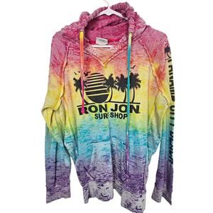 Ron Jon Surf Shop Mens Tie Dye Hoodie Sweatshirt Sz L Hippie Festival Beach Boho